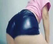 Brazilian Girl Dancing Funk in Leather Latex Shorts from friday night funk in
