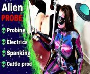 Femdom Alien Cosplay Body Experiment BDSM Bondage Halloween Electric E Stim Cattle Prod Buttplug Training Zero from monster punish sex