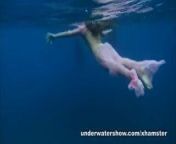 Nastya and Masha are swimming nude in the sea from masha and veronika nude