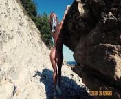 Travel slut teases a videographer and fucks him on the beach from naturist freedom bathing and gravel pit