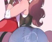 Pokemon Touko assjob over dick in pants from touko sakurai anime