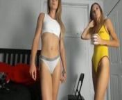 Two slim skinny fit babes small tits tight cameltoe pussy from tight camelto