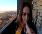 Blowjob On The Balcony Of The 20th Floor. Nice View from mide 185 toasting her 20th birthday with sex koharu suzuki