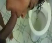 gorgeous sri lankan wife gives blowjob in washroom from indian lovers in washroom
