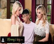 MOMMY'S BOY - Hot Blonde Stepmoms Kayla Paige And Kit Mercer Fight Over Their Stepson's Big Cock! from kayla paige caught watching stepmom porn