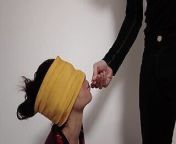 Guess the taste game. Blindfolded tastes lollipop, dick and cum in one meal. from blindfold mom taste game before going