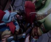 Elf double teamed by an Ork and a Wartroll - Warcraft Parody from orke