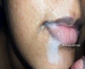 Desi Cute Indian Bhabhi gets Massive Cumshot in Beautiful Mouth & Lip from her Devar's Cock !! from no face indian bhabhi