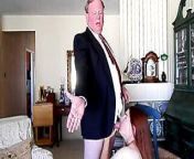Sexy suited dad shows his majestic cum from suit