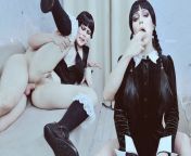 Wednesday Addams gets wild by fingers in her holes and gets fucked in her ass from halloween costume haul