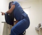 EXCLUSIVE!! The hot nurse masturbates in the office at work, this slut is unique from fake indian hospital