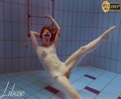 Libuse the girl in striped body suit from girls swims undress boob show fun