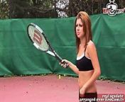 Brunette and blonde tennis teens have ffm threesome outdoors from akiari mizuno on special tennis