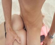 Leashed girl sucking on the beach from sea beach porn