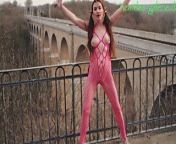 Rebeccaxhot bare-breasted and almost naked on the Neisse River from bank nude porn naked sex