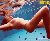 Cute teen Martina swimming naked in the pool from de martino naked