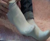 Sexy girl show foot and dress white socks from sexy girl in white socks fucked by intruder