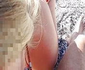 Hotwife masturbating and sucking husband in the beach from wife fucking husbant in beach