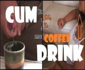 Beautiful teen drinks Coffee with cum from koffee with milk