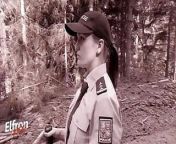 Police Officer Barbara Bieber Arrests Elfron from deepthroat actions in forest