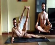 Practising YOGA Completely naked at home from gay yoga