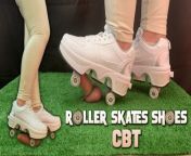 Roller Skates Shoes Cock Crush, CBT and Ballbusting with TamyStarly - Shoejob, Trampling from flats shoe cock crush