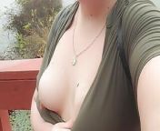 Blonde bbw milf flashes cute small tits big nipples outdoors from small tits big hips