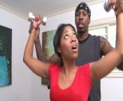 Cute ebony teen Tiffany Monroe gets a very special personal training lesson from american very hard time