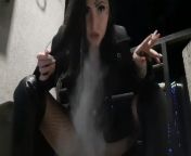 Hot and sexy Dominatrix Nika is smoking a cigarette on her balcony, blowing smoke in your face. from 1time blading sex comla nika popy xxx picer com