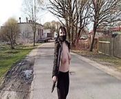 Naked, shameless wife walks down the street in a public place from pablic place sexy video
