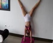 Hot yoga teacher in white shorts cameltoe camel toe workout from sports cameltoe pussy