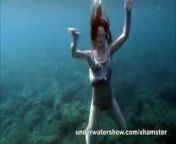 Nastya swimming nude in the sea from xxx american sea shore camera
