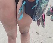 Blonde milf walking on beach in a thong from desi walking ass jiggling