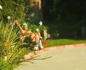 Two blonde lesbians pleasing each other in the backyard from lesbians pleasing each other