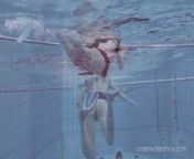 Roxalana Chech in scuba diving in the pool from chech couple