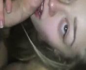 Blonde girl does ass to mouth from atm