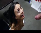 Skinny Asian fucked by big white cock. Cum on face from asian fucked video