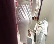 Risky sex of a hot girl in the fitting room with cum in panties from hot girl in panty