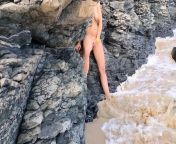 stepdad walks on the beach and meets naked stepdaughter masturbating peeps and comes up with a cock. from mother daughter nudist beach 2