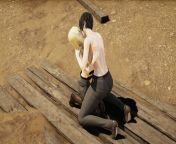 Mikasa x Historia chill lesbian kissing from mikasa ackerman femdom joi