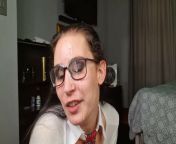 Nerdy girl with glasses sucking dick, cum on glasses from south african school porn