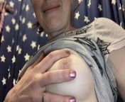 Sexy fun MILF plays with her perfect tits with frozen fingers to make her puffy nips come out to play from super sexy boob come out