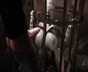 A Big Dick Presses Against the Massive Tits of a Caged Silent Hill Baddie from anime boobs press