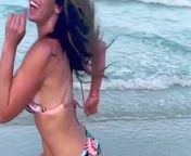 Mickie James running on a beach in a bikini. WWE, TNA. from tna pussy fingering match nude