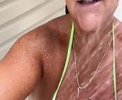 Sunning and showering in Leopard Print Sexy Bikini from sun mom real sex