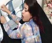 Petite Latina Rides My Big Cock to Get Rid of Her Horniness and Swallows My Cum - in Spanish from desi whore riding