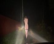 Taking a walk with my slut in the woods!! She walks next to the car!!!! from russian slave