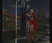 Superheroine Pantyhose Catfight: Supergirl vs Invisible Woman from bangli heroin swsteka in hot sexey pink biki in flim