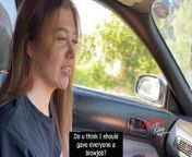 SLUT MAKE BLOWJOB IN THE CAR, TREASON HER BF WITH SUBTITlES from russian whore blowjob