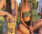 Risky public flashing - Picnic in the park with friends from upskirt m